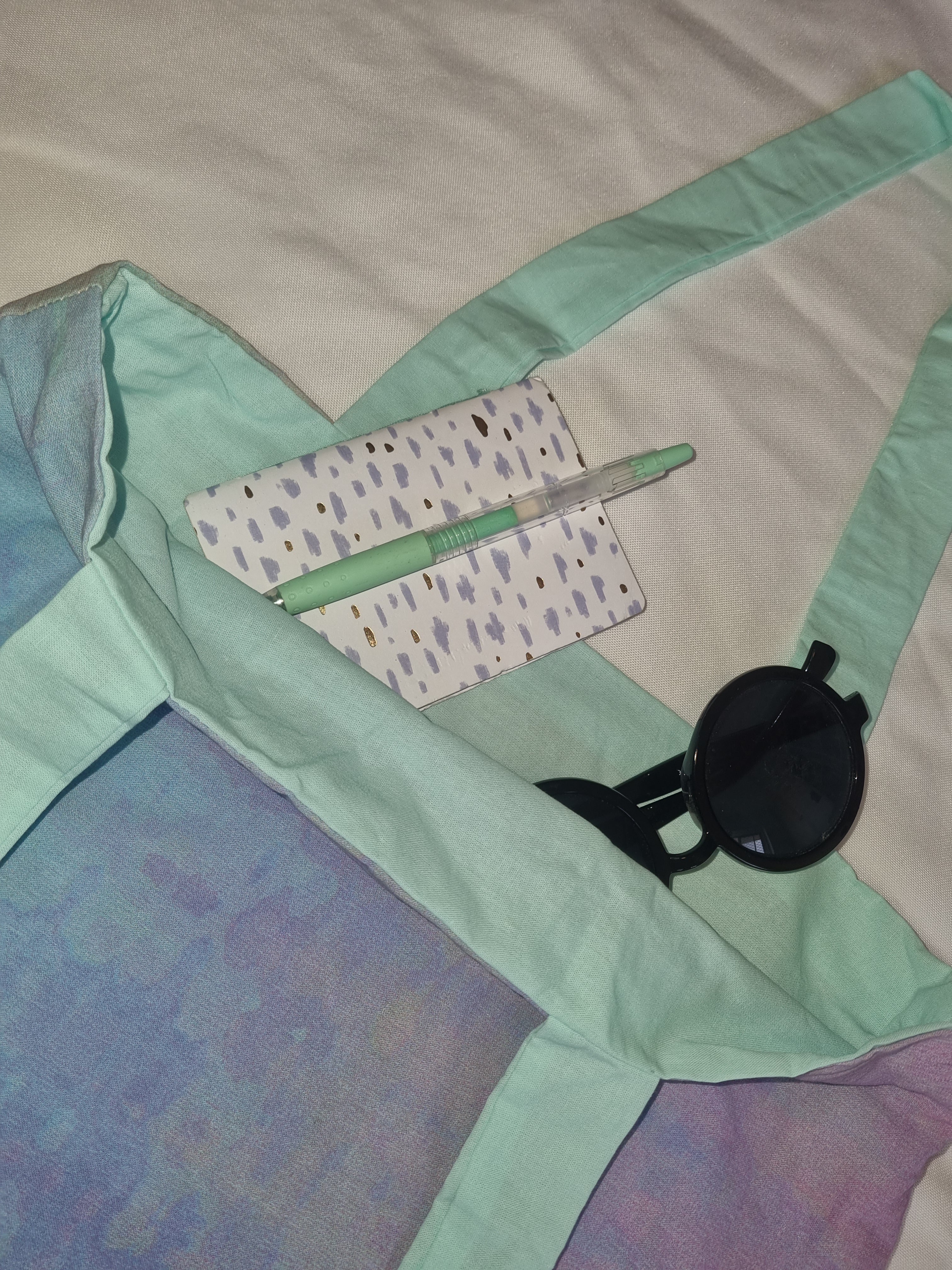 Pastel Teal Tie-Dye Tote Bag