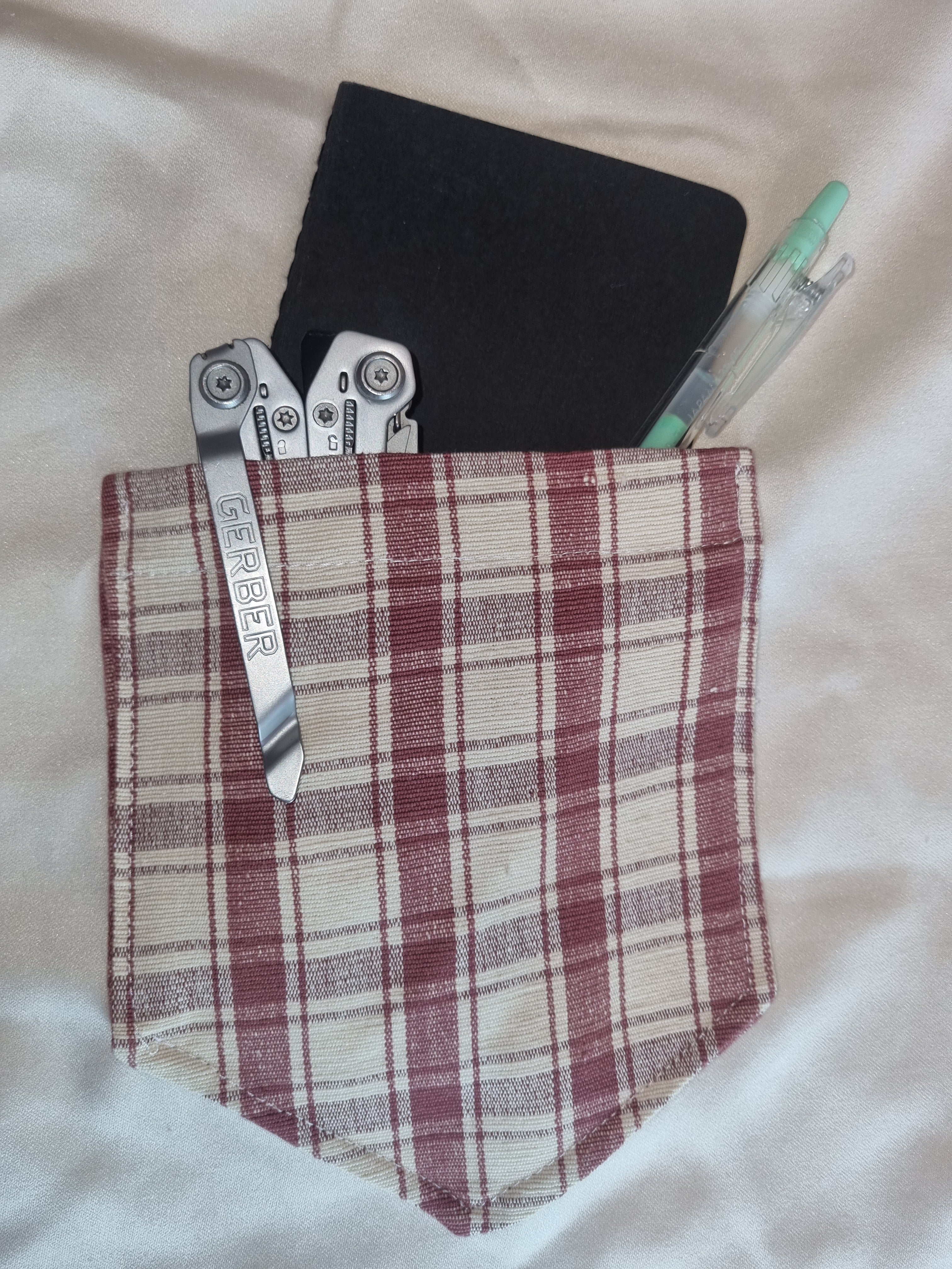 Plaid Red and Beige Tote Bag